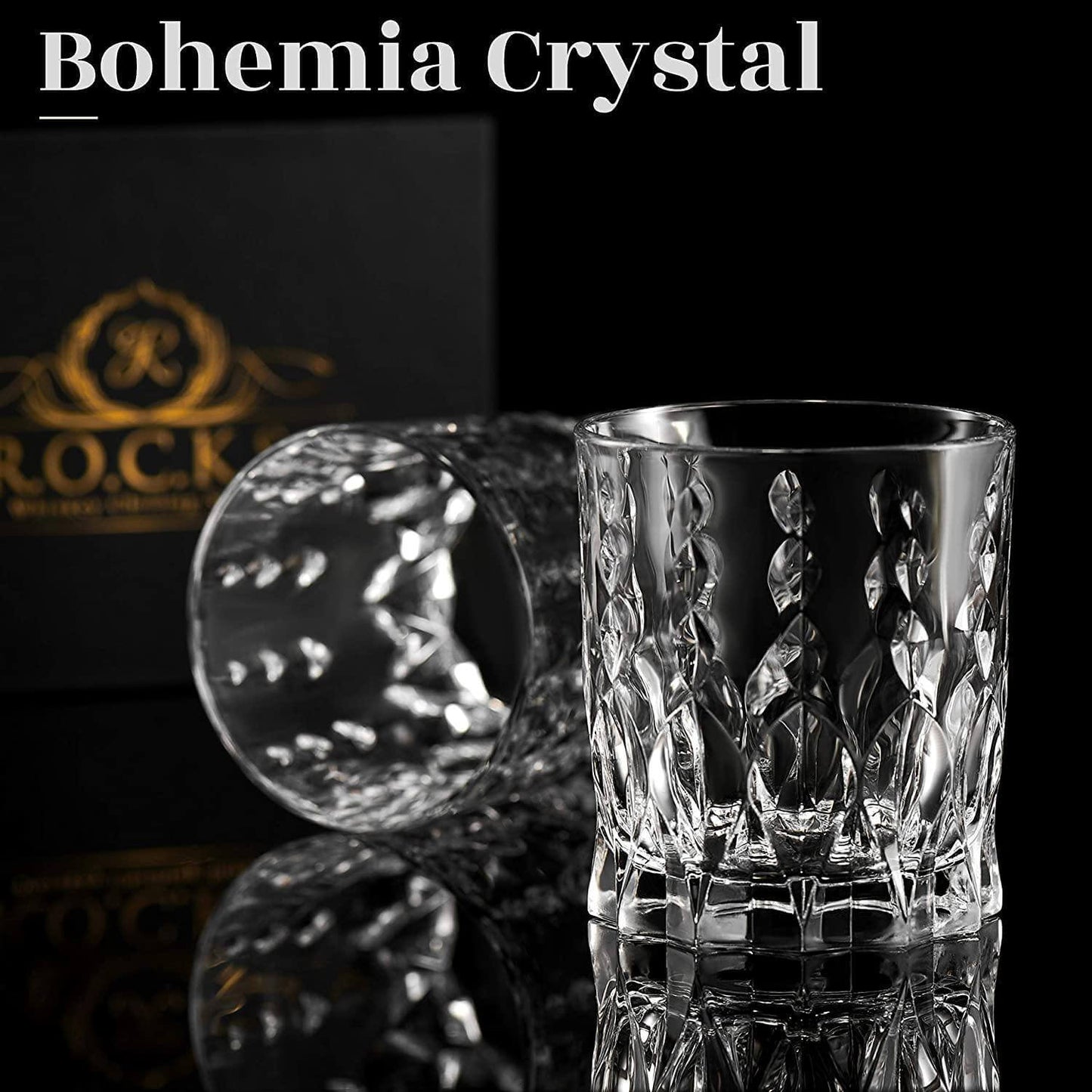 Premium Crystal Whiskey Glasses Gift Set - Luxury Cut Crystal Tumblers Box