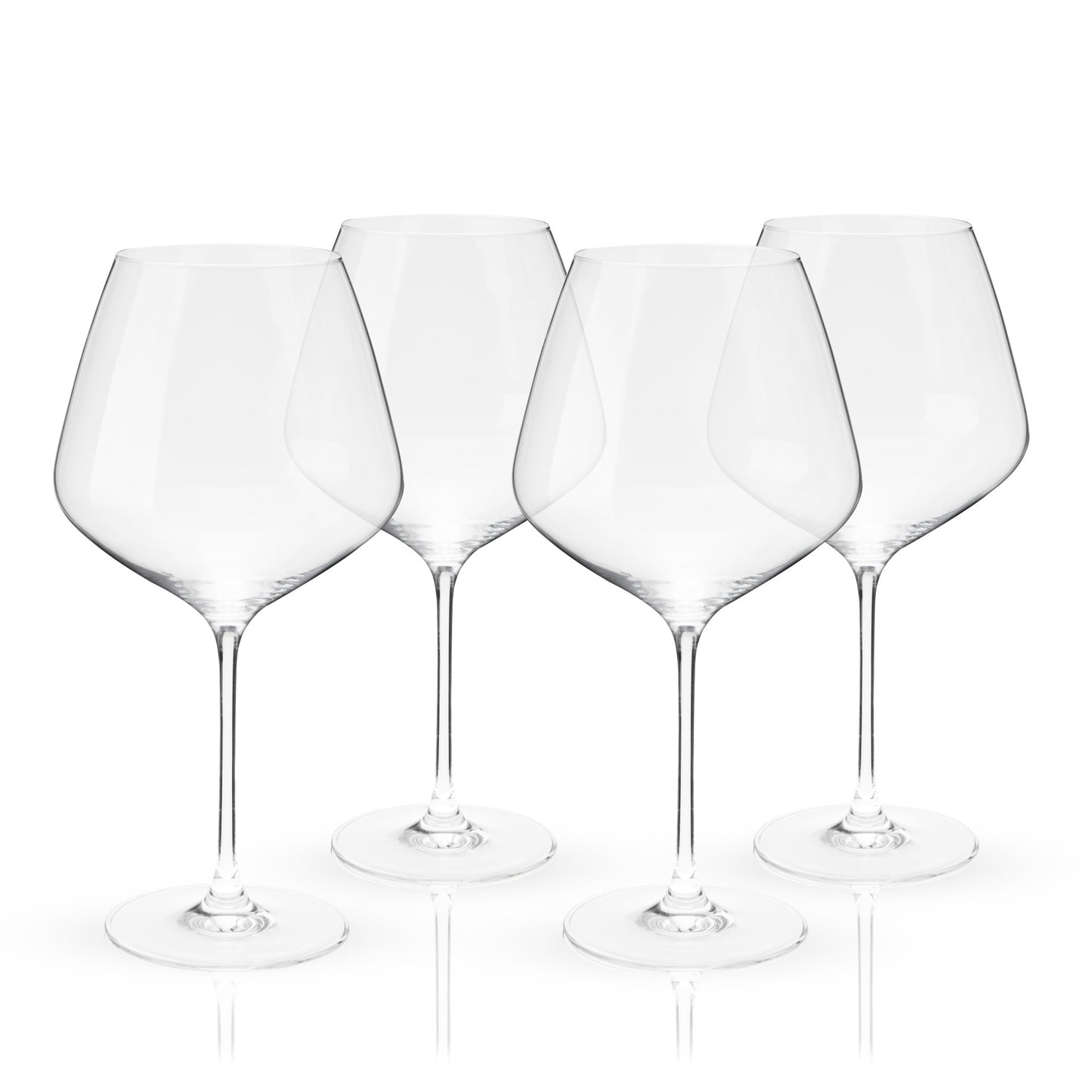 Burgundy Wine Glasses Set - Lead-Free Crystal Stemware (Set of 4)