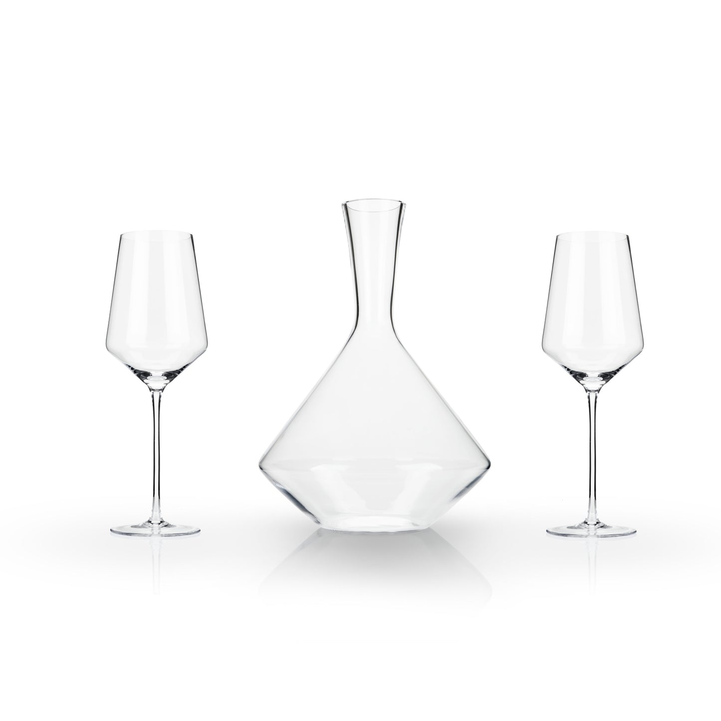 3-Piece Raye Crystal Angled Bordeaux Glass and Decanter Set