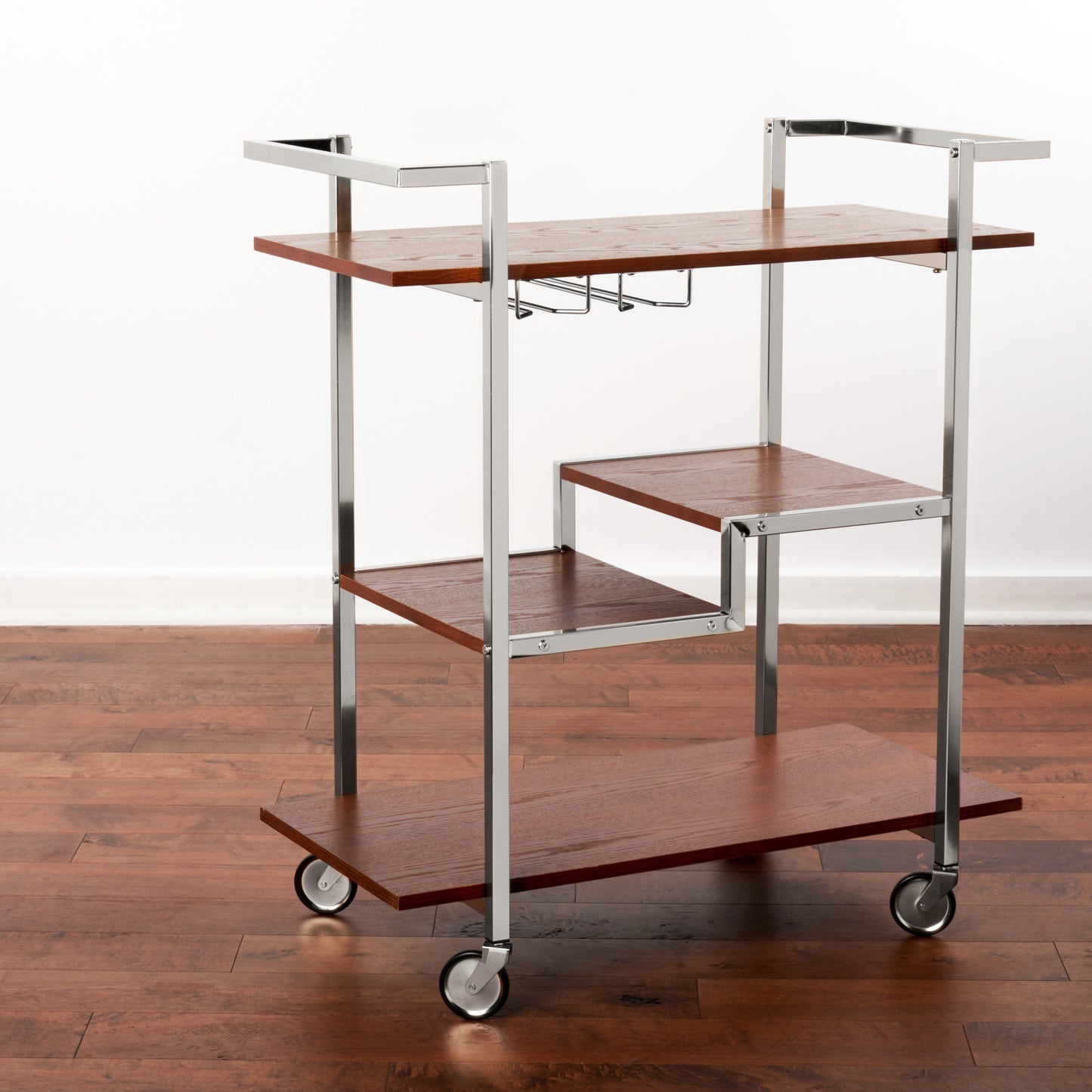 Harrison Stainless Steel and Wood Bar Cart Viski
