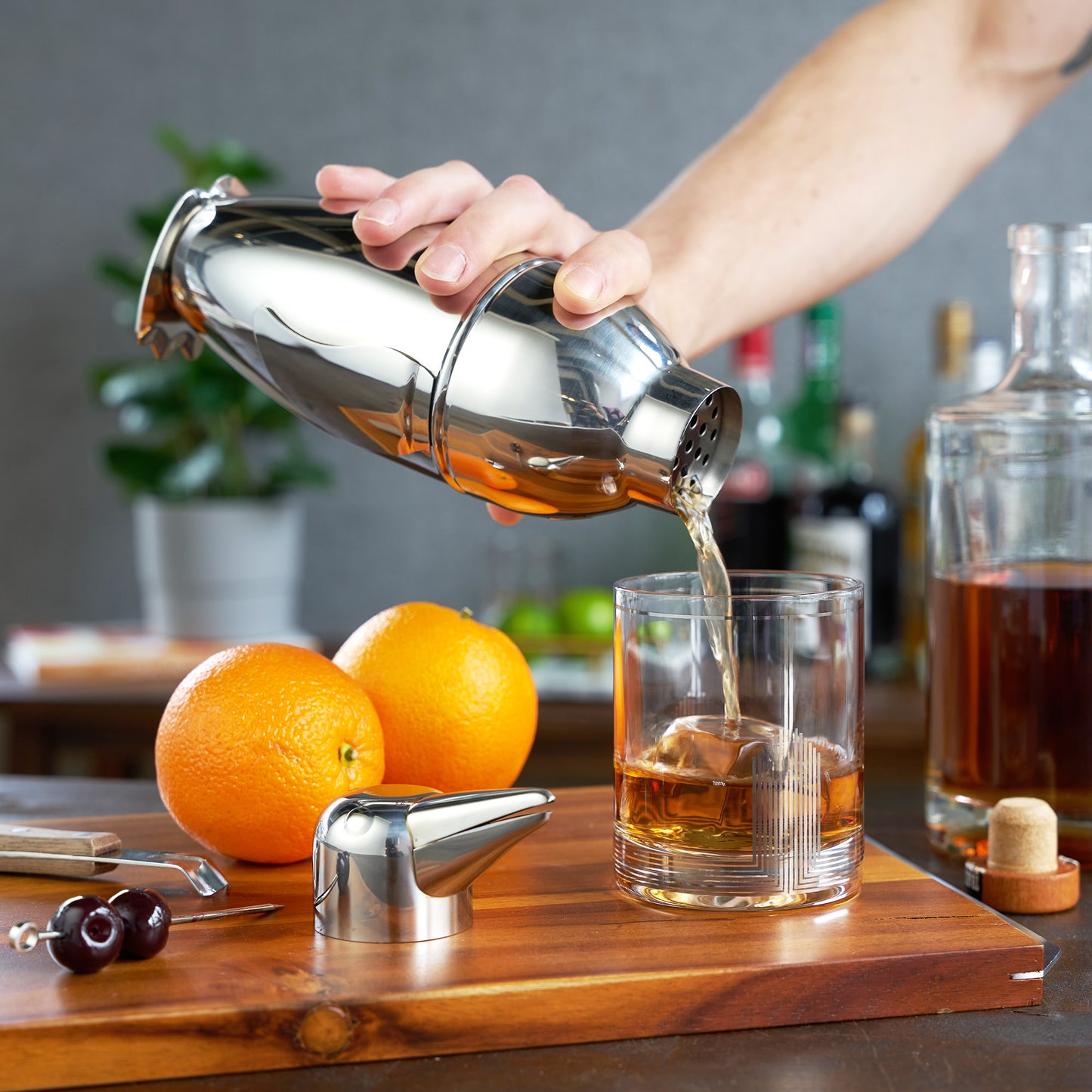 Professional Penguin Cocktail Shaker - 17oz Stainless Steel with Built-In Strainer