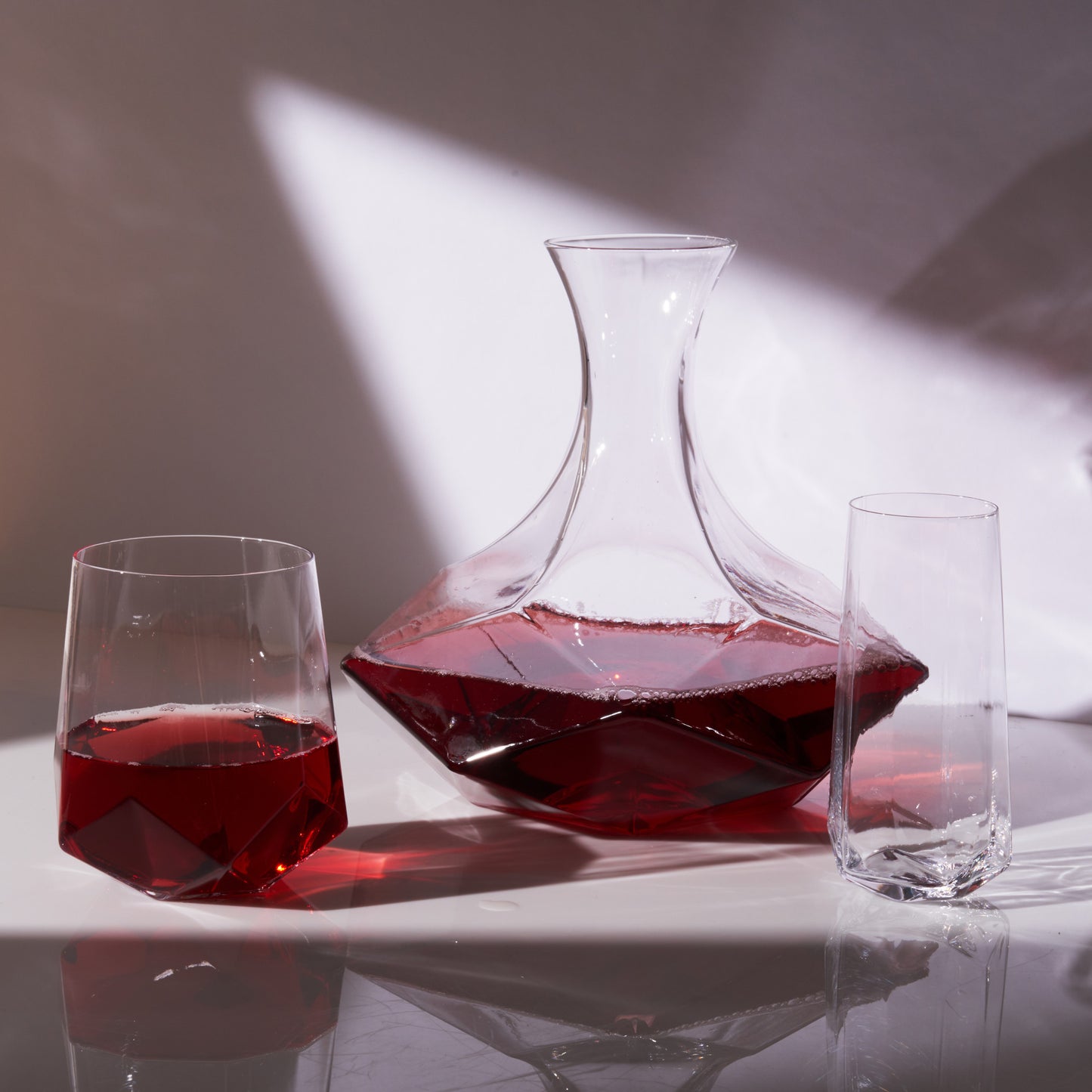 Viski Faceted Crystal Wine Decanter - Professional Lead-Free Wine Aerator with Star Base