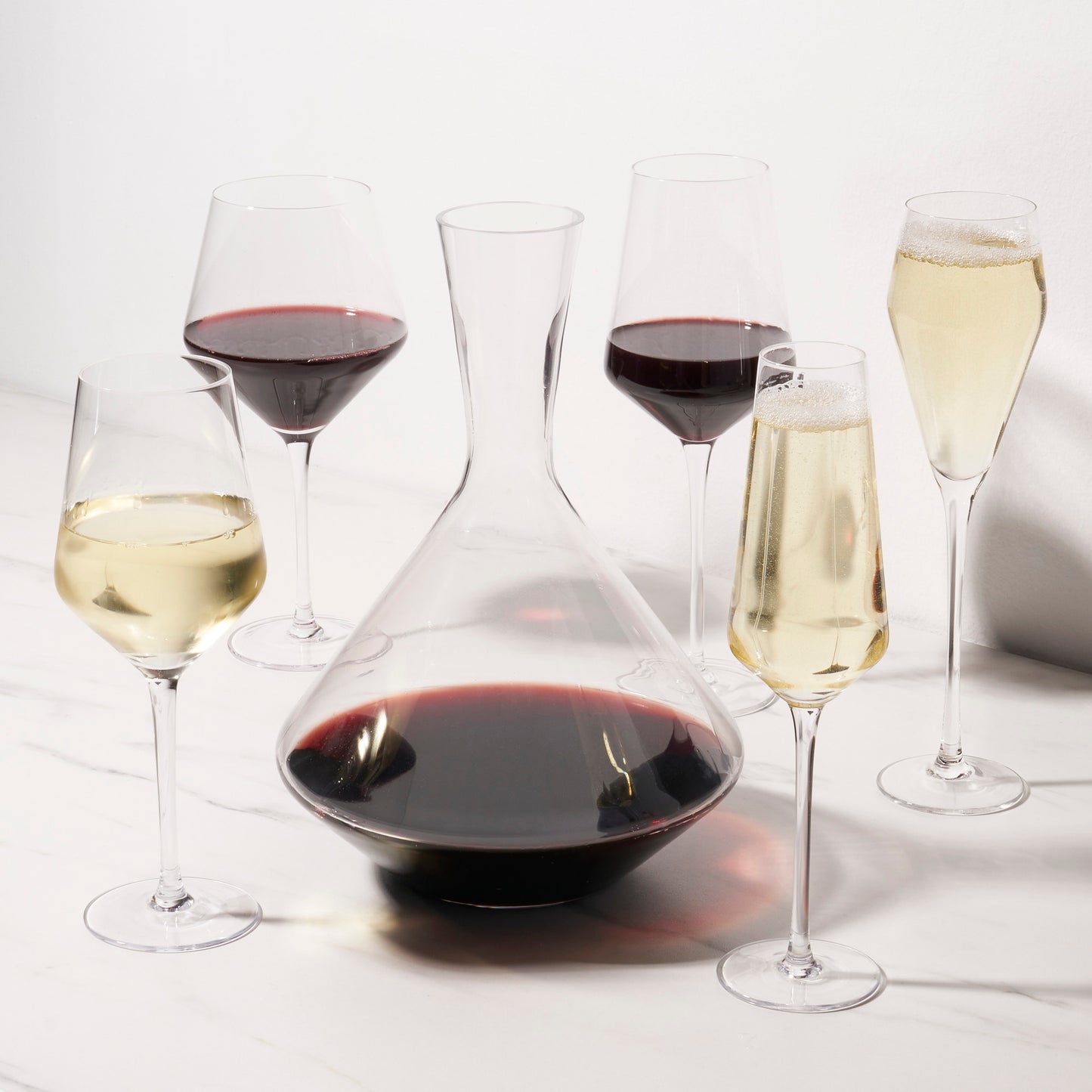 3-Piece Raye Crystal Angled Bordeaux Glass and Decanter Set