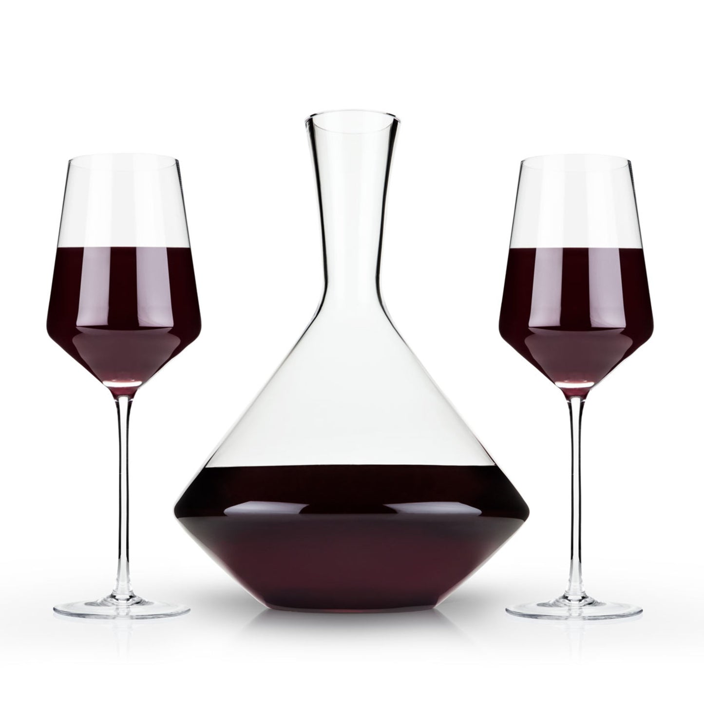 3-Piece Raye Crystal Angled Bordeaux Glass and Decanter Set