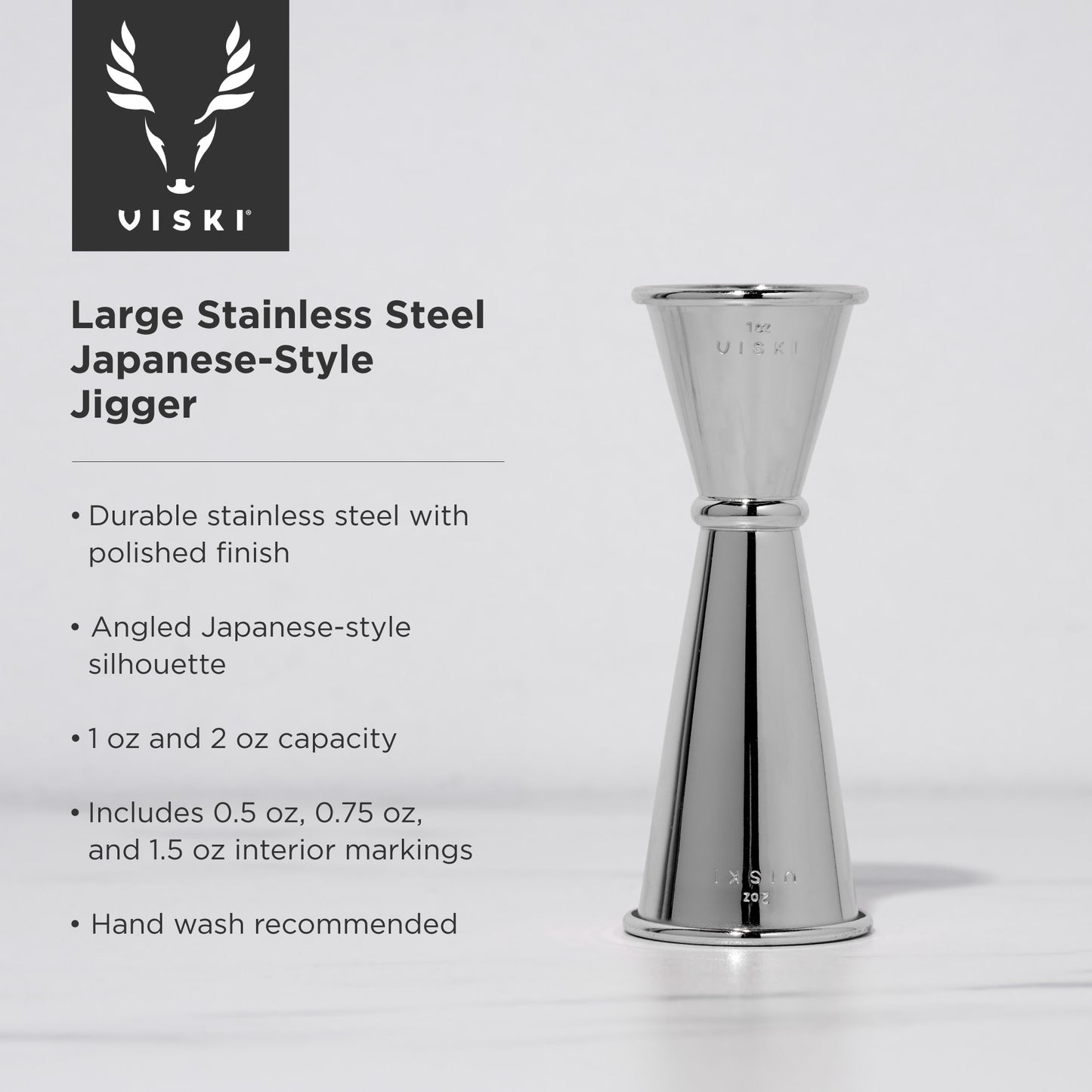 Harrison Large Makoto Jigger in Stainless Steel Viski®