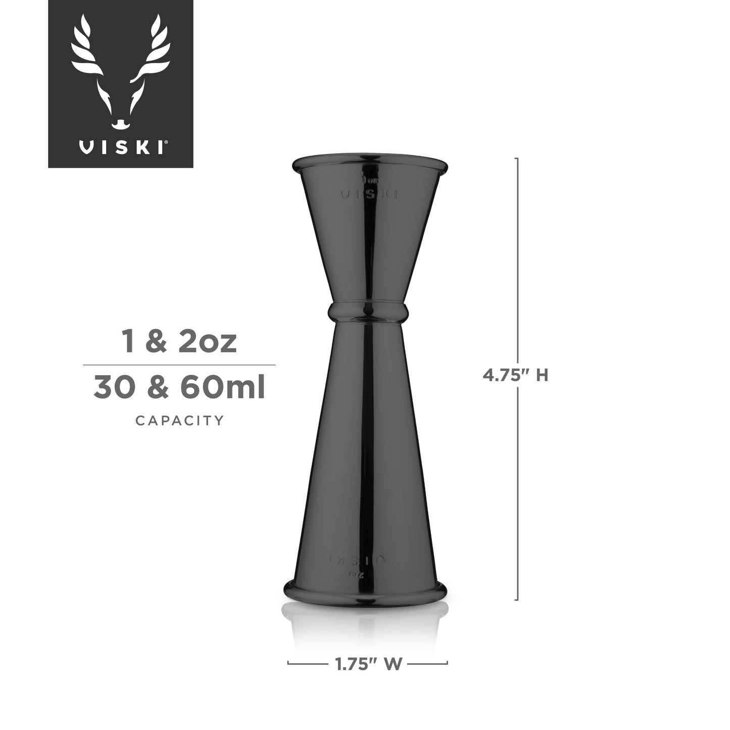 Large Gunmetal Japanese Style Jigger by Viski® - Premium Double Cocktail Measuring Tool