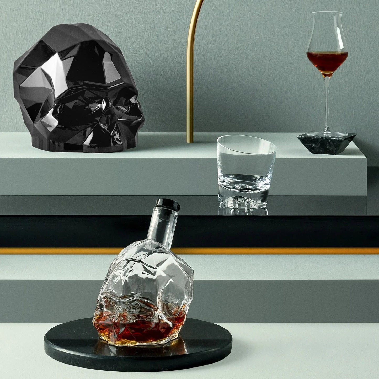 NUDE Memento Mori Skull Whiskey Bottle | Barsonist