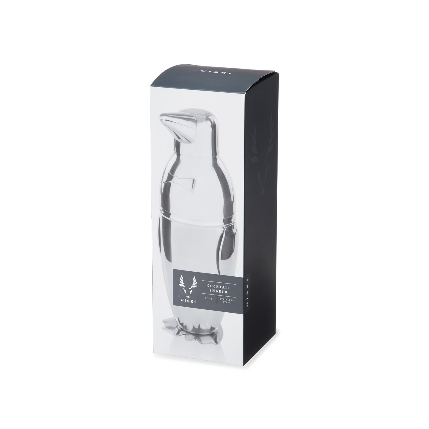 Professional Penguin Cocktail Shaker - 17oz Stainless Steel with Built-In Strainer