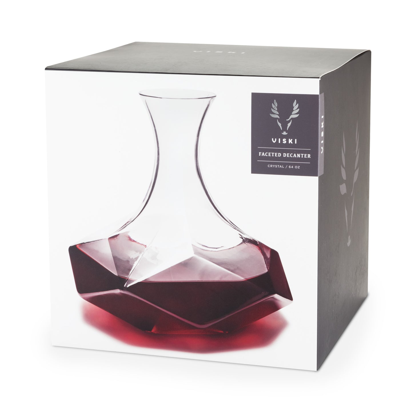 Viski Faceted Crystal Wine Decanter - Professional Lead-Free Wine Aerator with Star Base