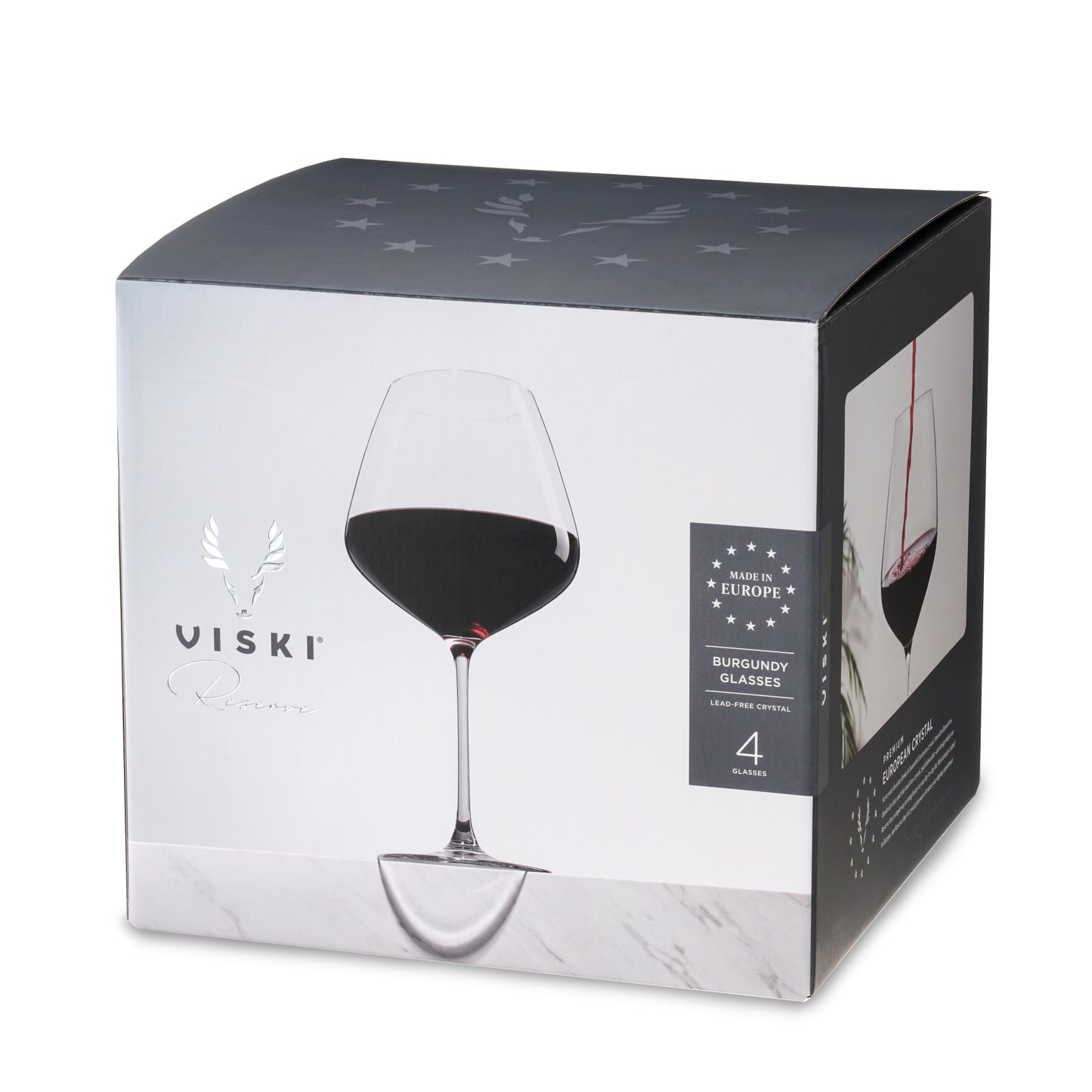 Burgundy Wine Glasses Set - Lead-Free Crystal Stemware (Set of 4)