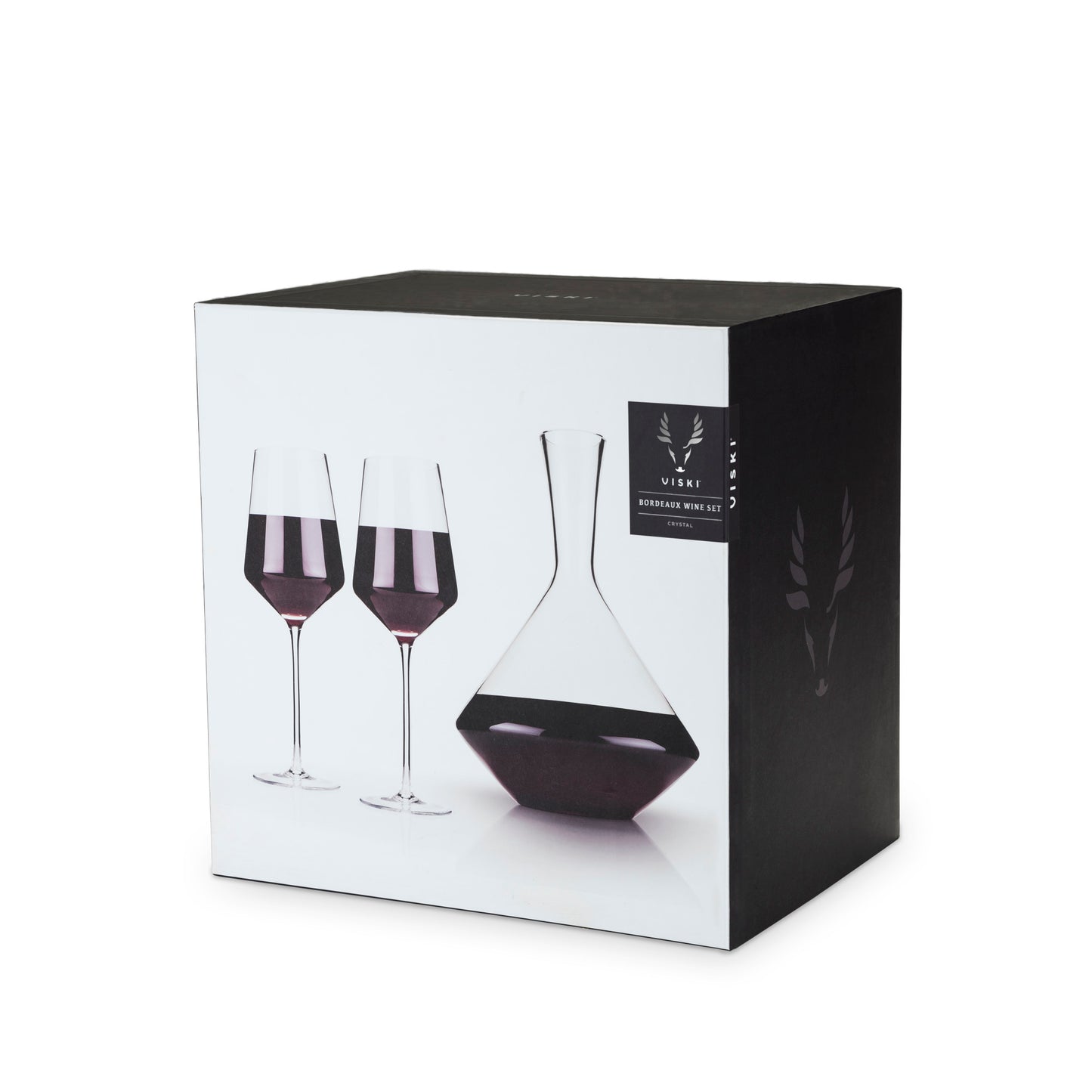 3-Piece Raye Crystal Angled Bordeaux Glass and Decanter Set