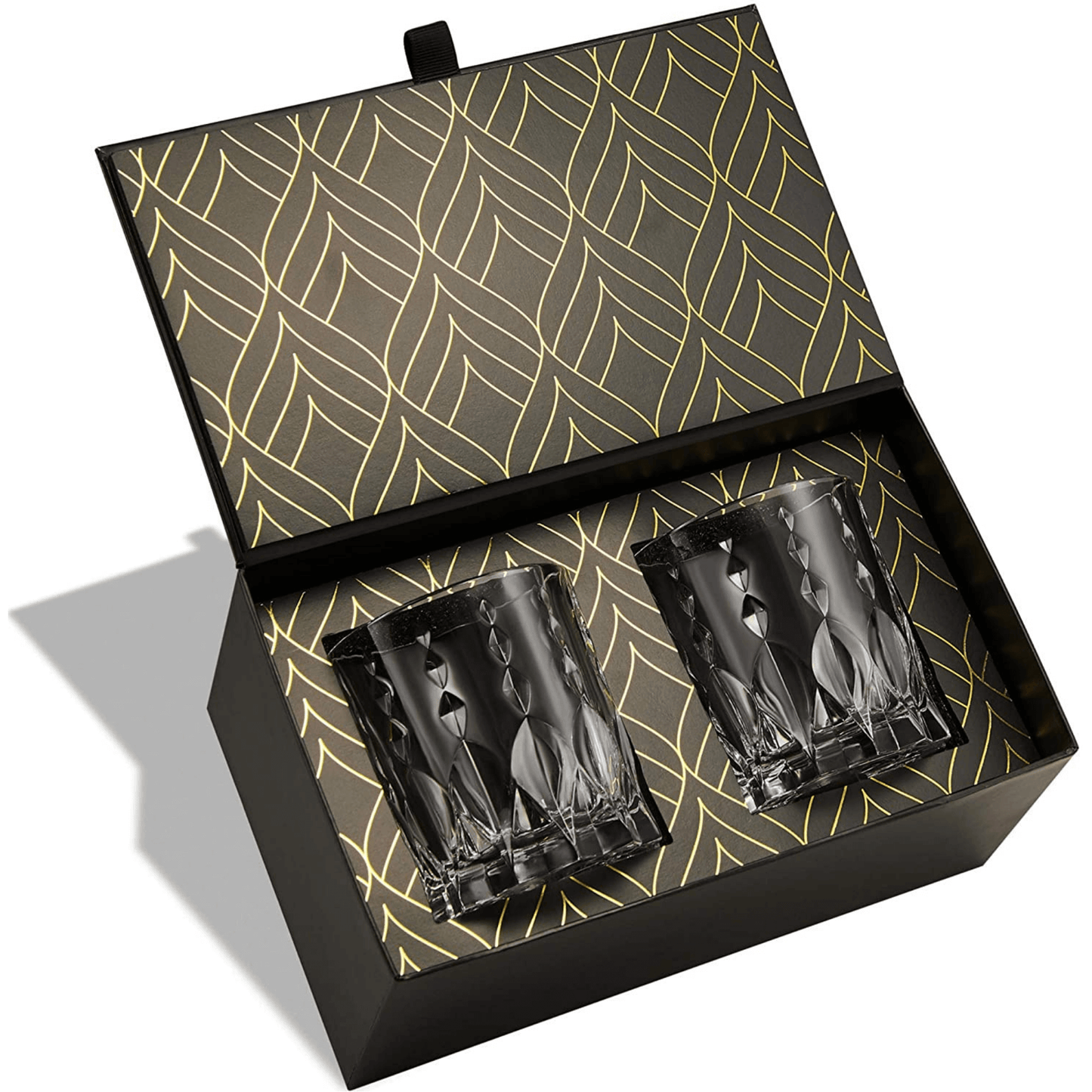 Premium Crystal Whiskey Glasses Gift Set - Luxury Cut Crystal Tumblers Box