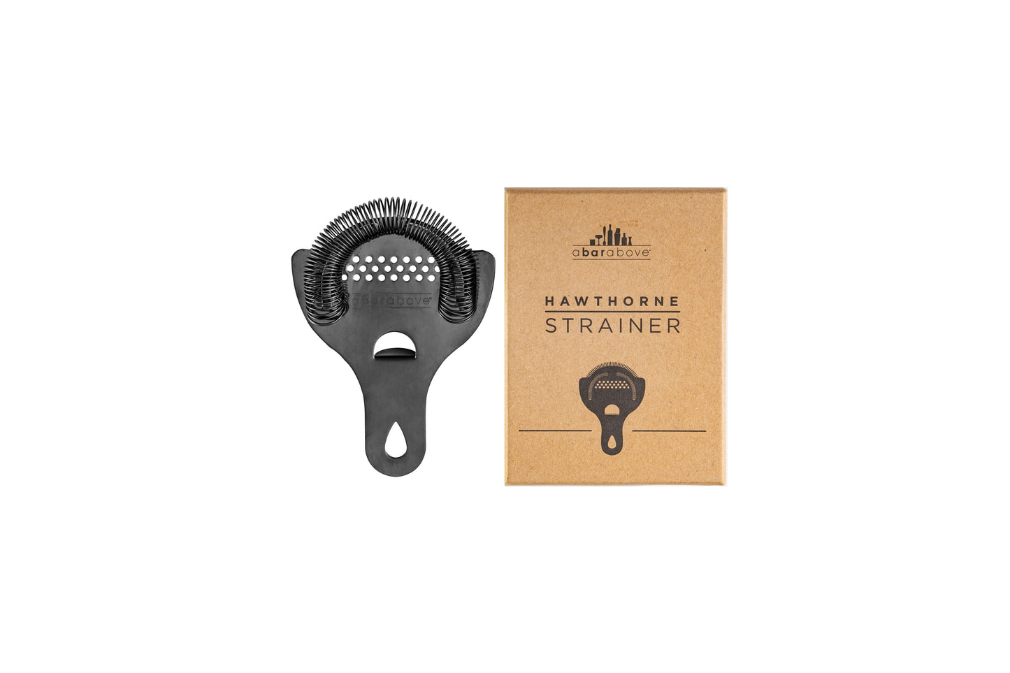Professional Black Hawthorne Strainer - Ergonomic Cocktail Strainer with Fine-Coil Spring and Weld-Free Design