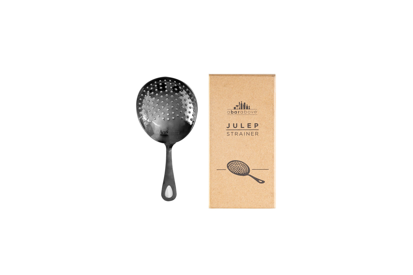 Professional Black Julep Strainer - Stainless Steel Cocktail Strainer for Stirred Drinks with Reinforced Weld Construction