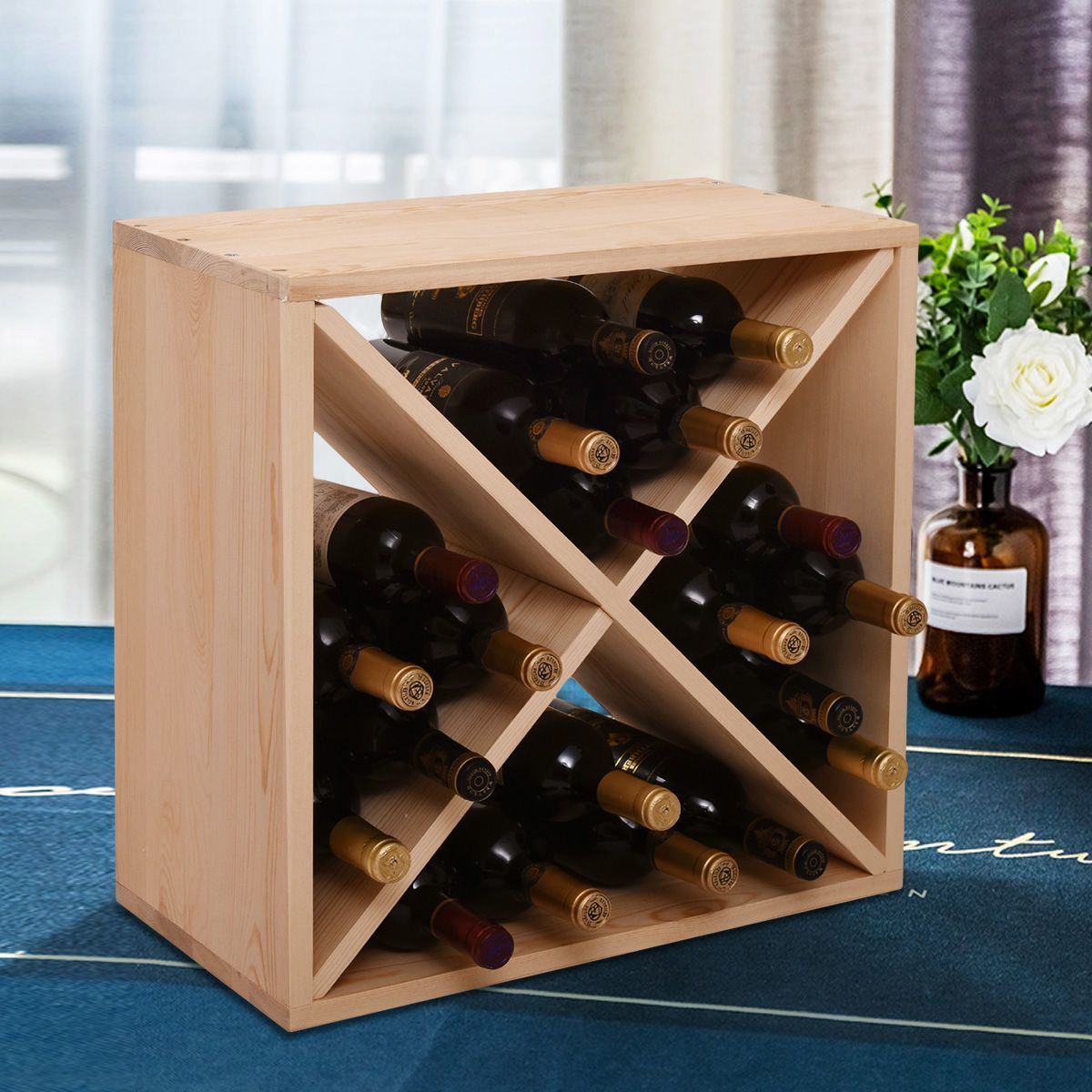 Premium 24-Bottle Modular Wine Rack - Stackable Storage for Home Bar & Cellar