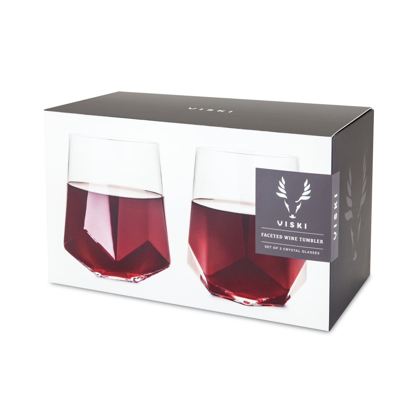 Seneca Crystal Faceted Wine Glasses Viski® (Set of 2)
