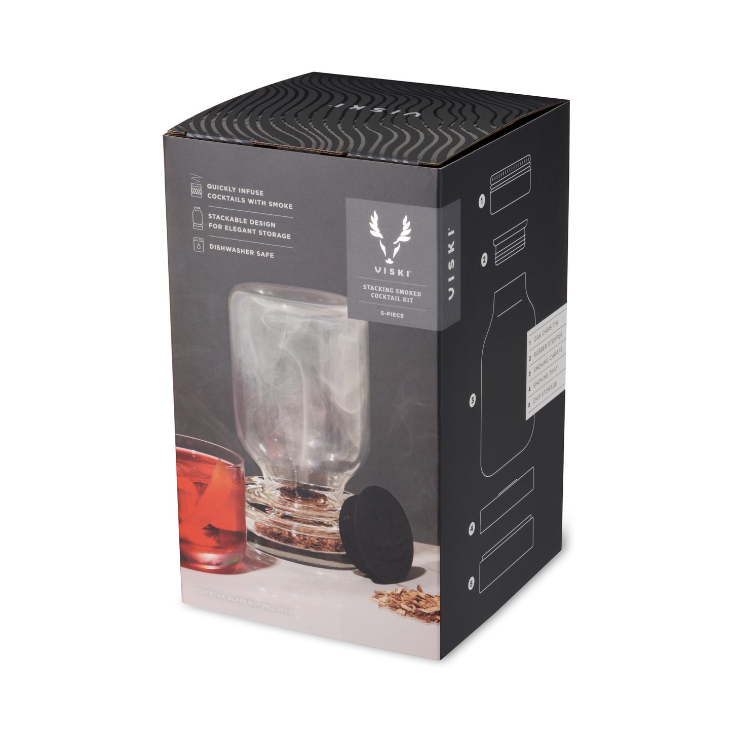 5 Piece Stacking Smoked Cocktail Kit Viski®