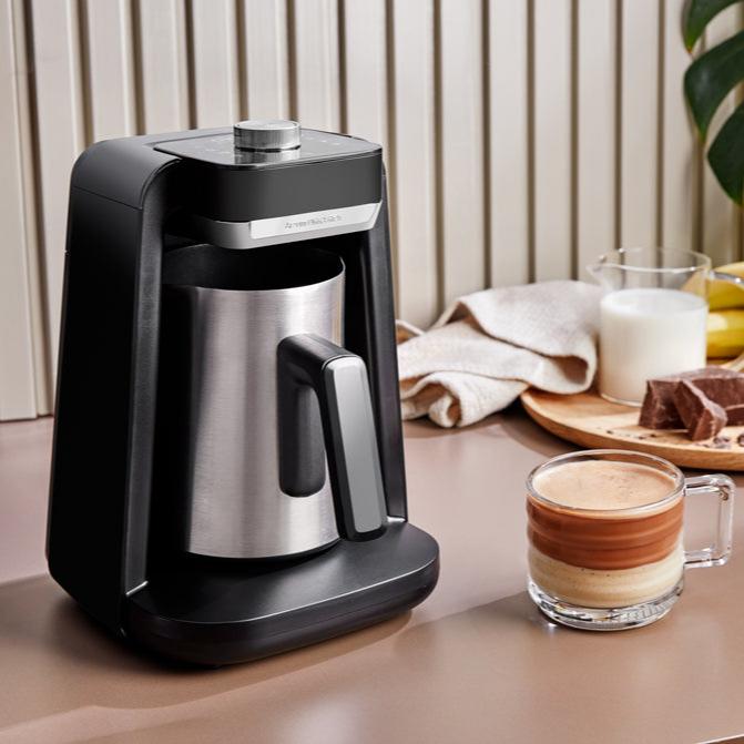 Arzum Okka Rich Spin Pro Turkish Coffee Maker with Milk Frother, 5 Cup, Stainless Steel | Barsonist