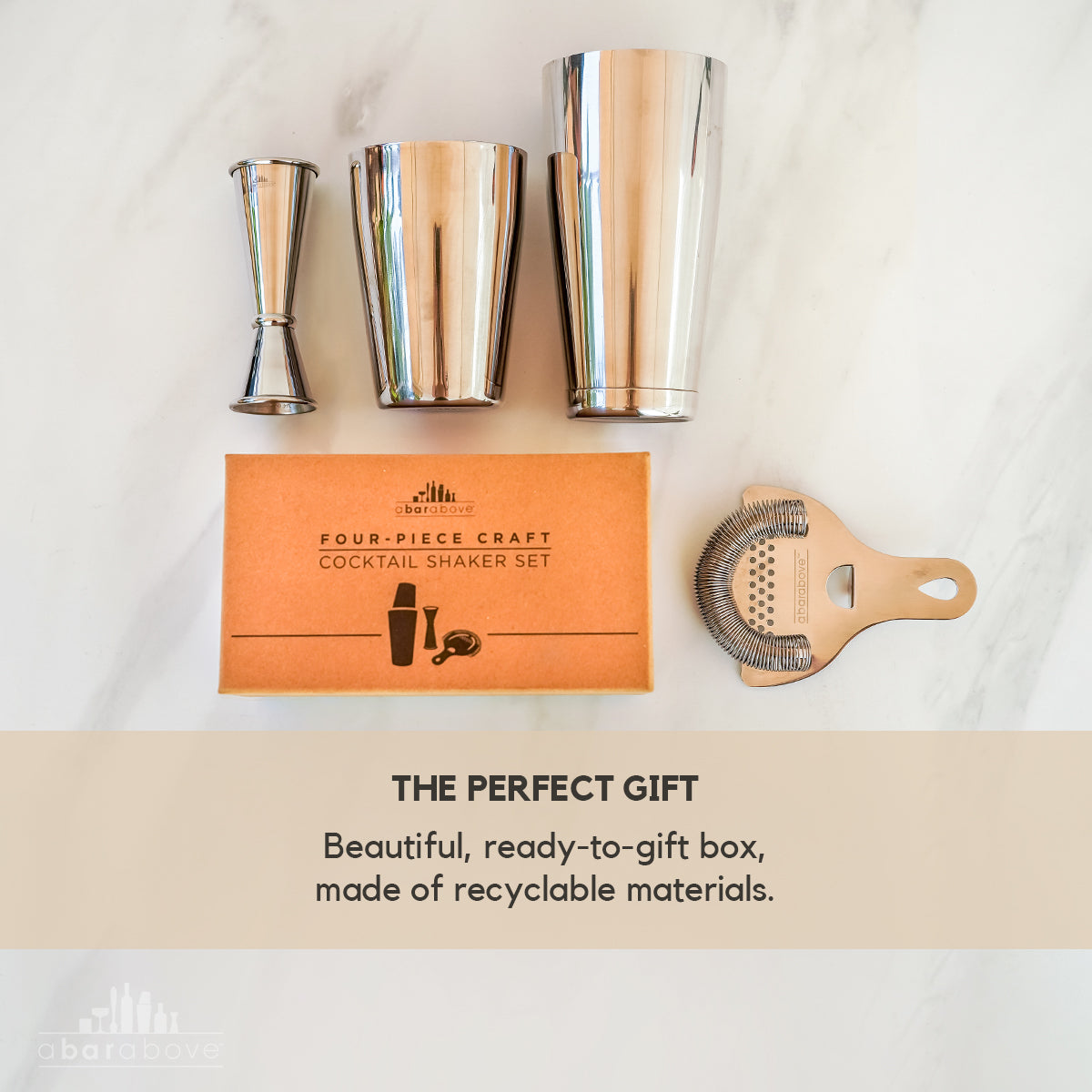 Stainless Steel Cocktail Shaker Set (4-Piece) | Barsonist