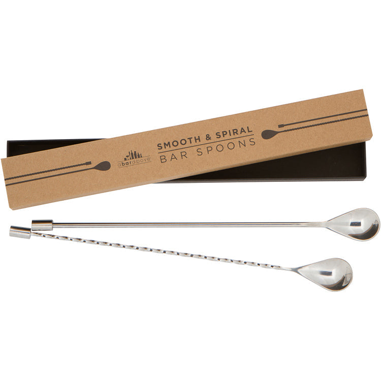 Professional Stainless Steel Bar Spoon - Weighted 12-Inch Cocktail Mixing Spoon with Spiral Handle