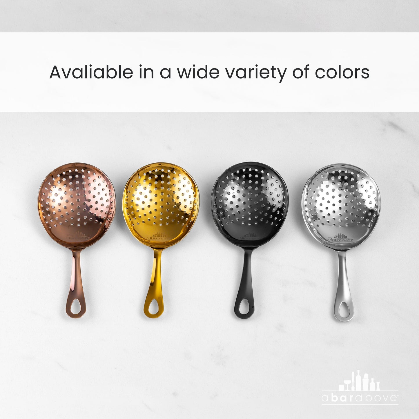 Professional Black Julep Strainer - Stainless Steel Cocktail Strainer for Stirred Drinks with Reinforced Weld Construction