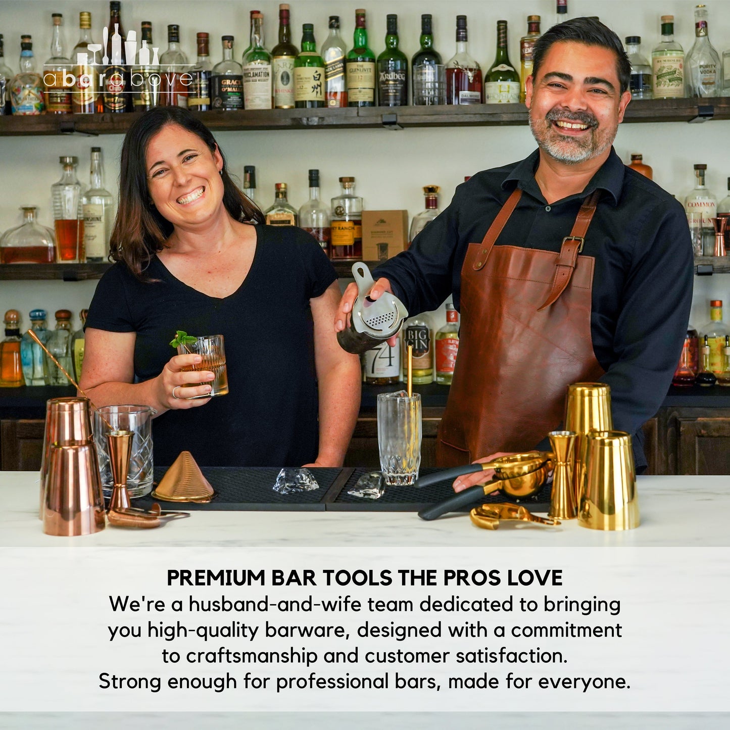 Professional Stirred Cocktail Mixing Set - 10-Piece Stainless Steel Bar Tool Kit with Mixing Glass, Julep Strainer & Bar Spoon