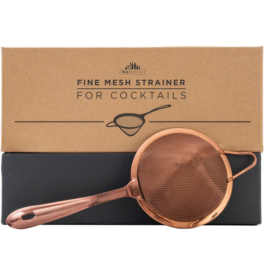 Professional Antique Copper Fine Mesh Strainer - Double-Welded Ultra-Fine Stainless Steel Cocktail Strainer