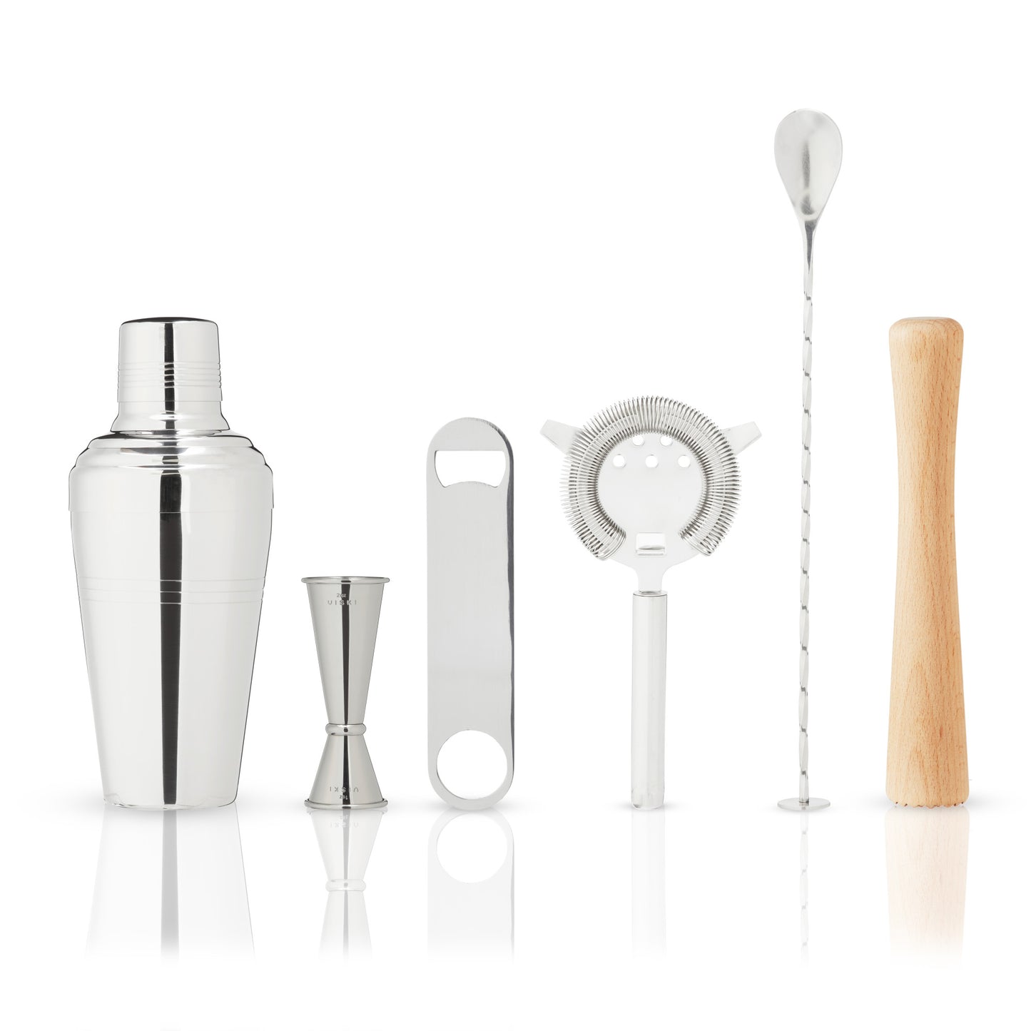 Portable Cocktail Kit - 6-Piece Premium Travel Bartending Set with Canvas Case