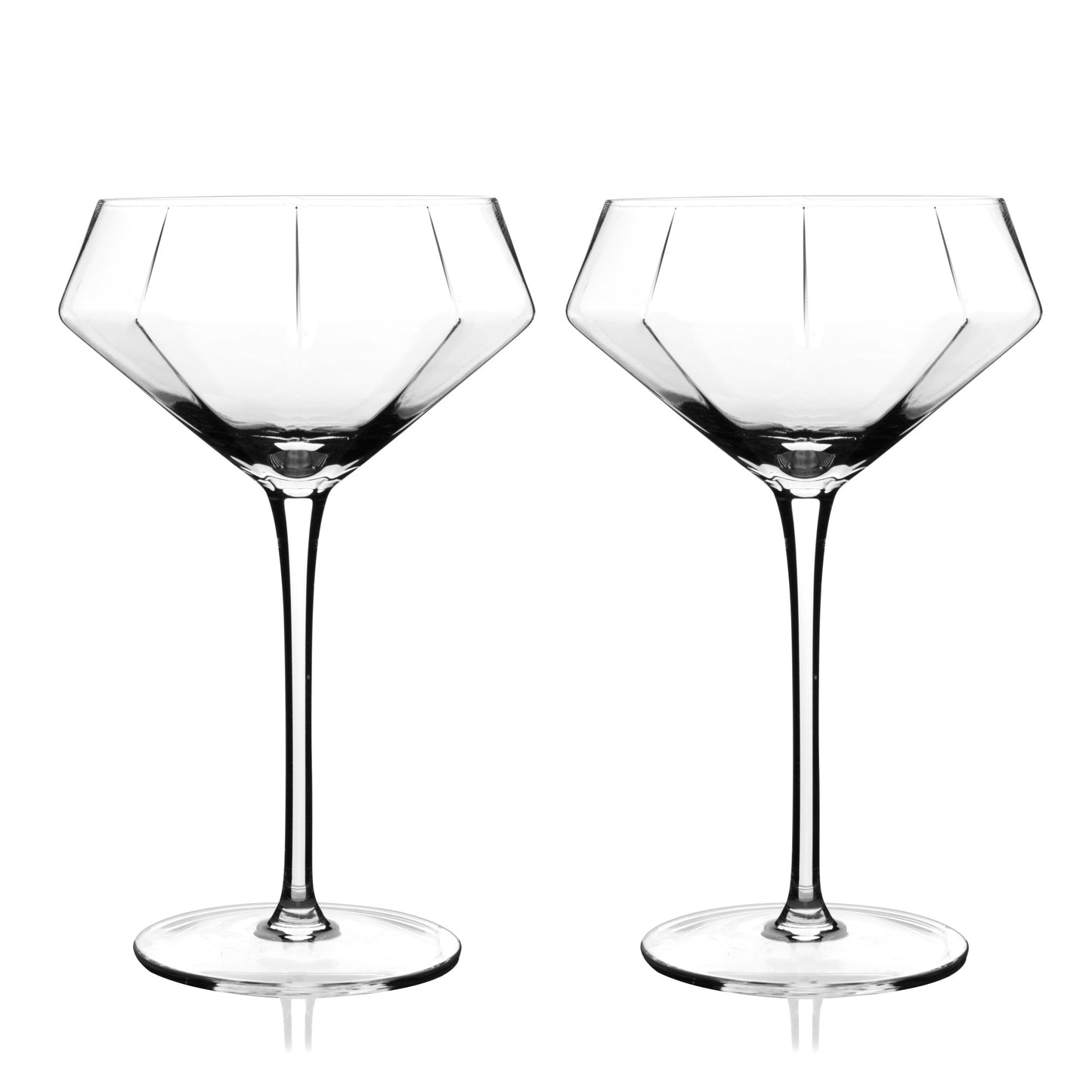 Seneca Crystal Diamond Martini Glasses | Set of 2 | Viski