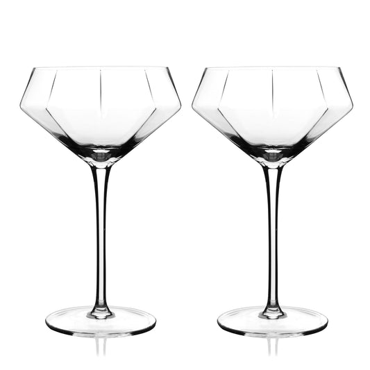 Seneca Crystal Diamond Martini Glasses | Set of 2 | Viski