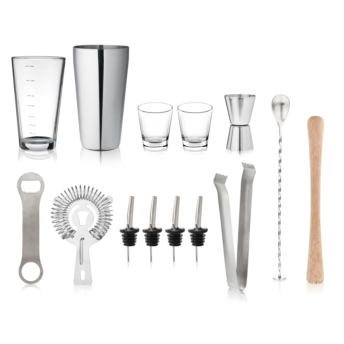 Professional Mixology Kit - Complete 14-Piece Premium Bar Tools Set with Boston Shaker