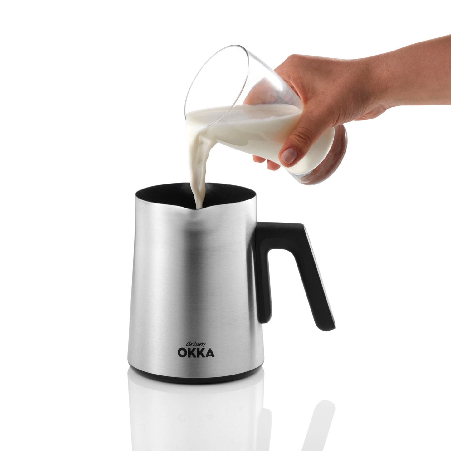 Arzum Okka Rich Moka Pot Turkish Coffee and Moka Maker with Milk Frother, 5 Cup, Chrome | Barsonist