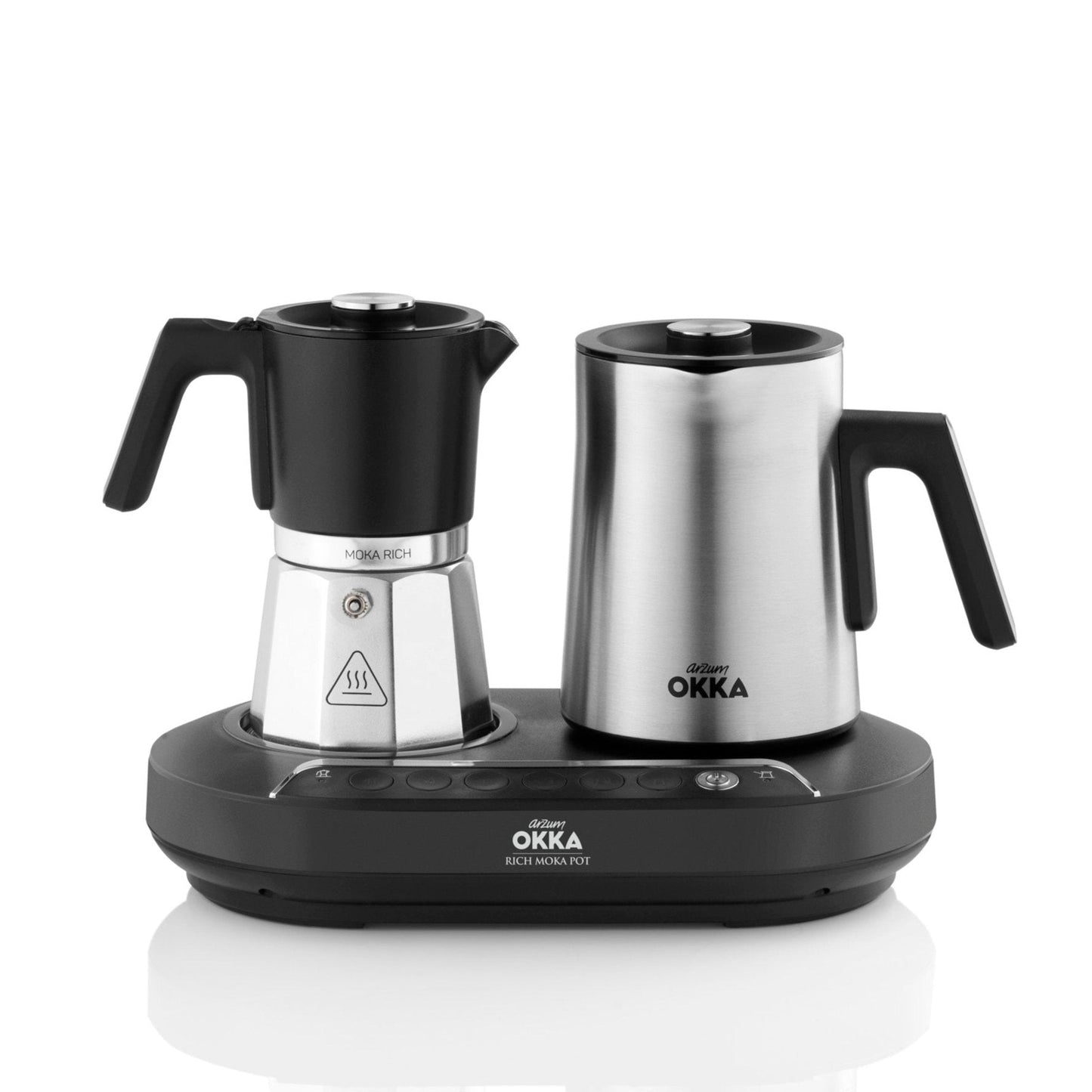 Arzum Okka Rich Moka Pot Turkish Coffee and Moka Maker with Milk Frother, 5 Cup, Chrome | Barsonist