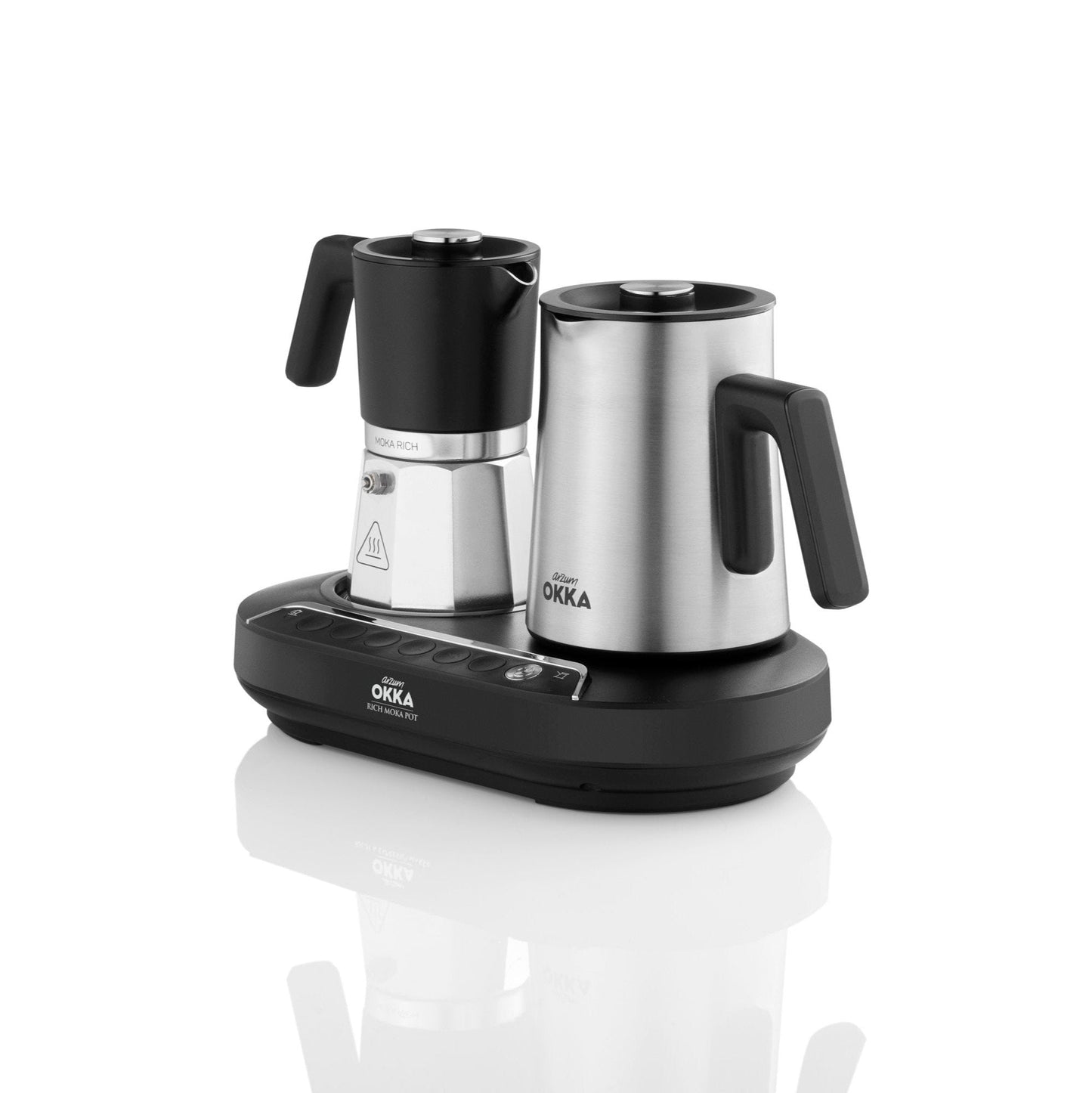 Arzum Okka Rich Moka Pot Turkish Coffee and Moka Maker with Milk Frother, 5 Cup, Chrome | Barsonist