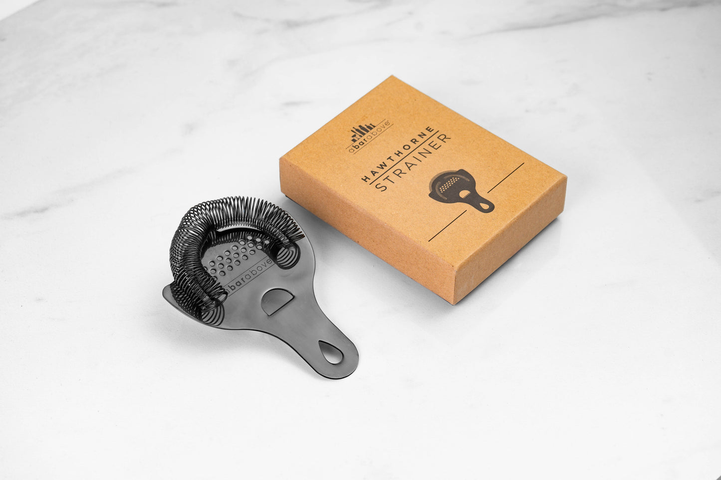 Professional Black Hawthorne Strainer - Ergonomic Cocktail Strainer with Fine-Coil Spring and Weld-Free Design