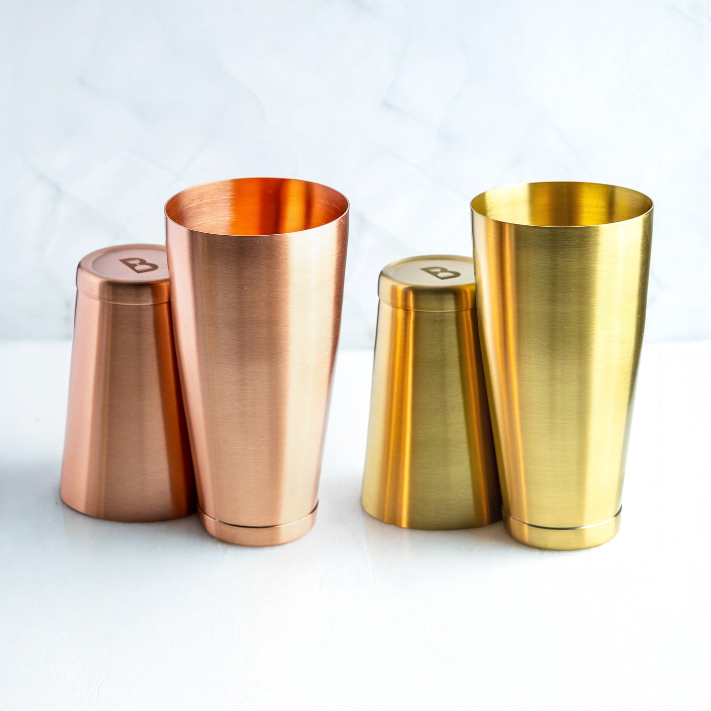 Solid Copper or Brass Weighted Shaker Set | 28oz & 18oz Professional Cocktail Shakers | 100% Metal Construction | Barsonist