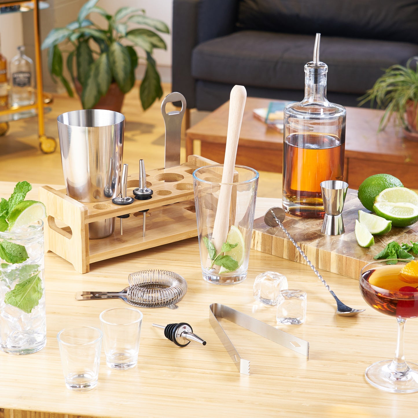 Professional Mixology Kit - Complete 14-Piece Premium Bar Tools Set with Boston Shaker