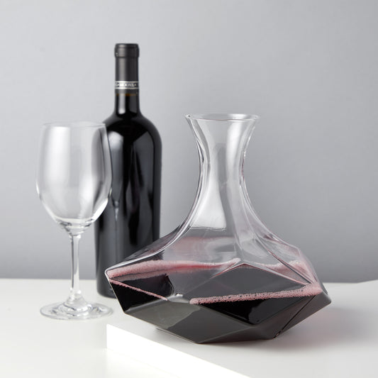 Viski Faceted Crystal Wine Decanter - Professional Lead-Free Wine Aerator with Star Base