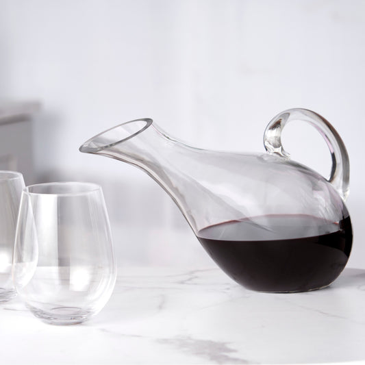 Professional Wine Decanter - Hand-Blown Glass Aerator with Handle