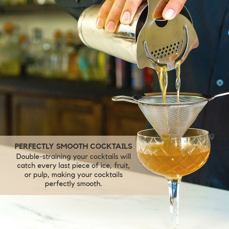 Professional Antique Copper Fine Mesh Strainer - Double-Welded Ultra-Fine Stainless Steel Cocktail Strainer
