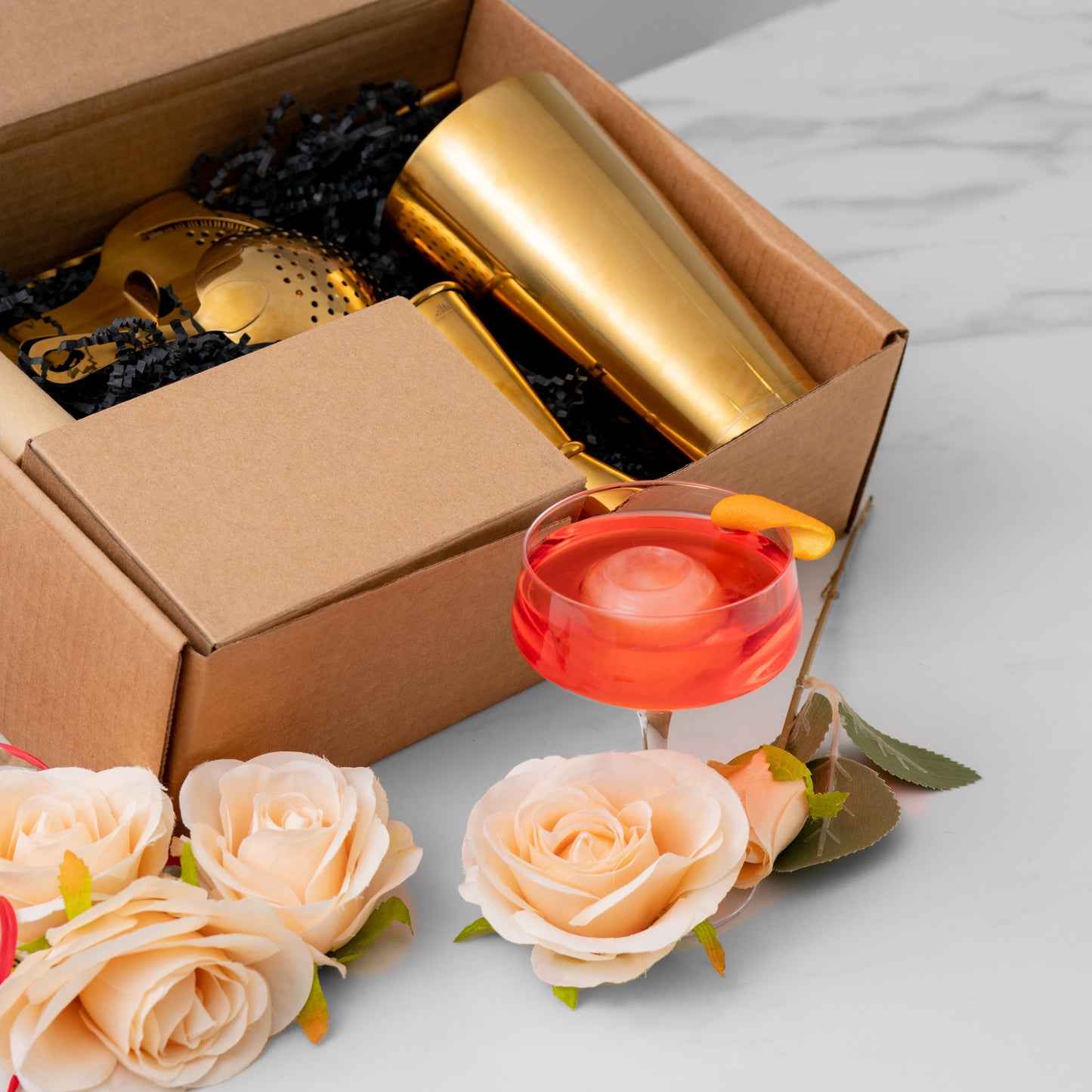 Professional Barware Gift Box - Complete Cocktail Tool Set with Bar Basics Course & Recipe Cards