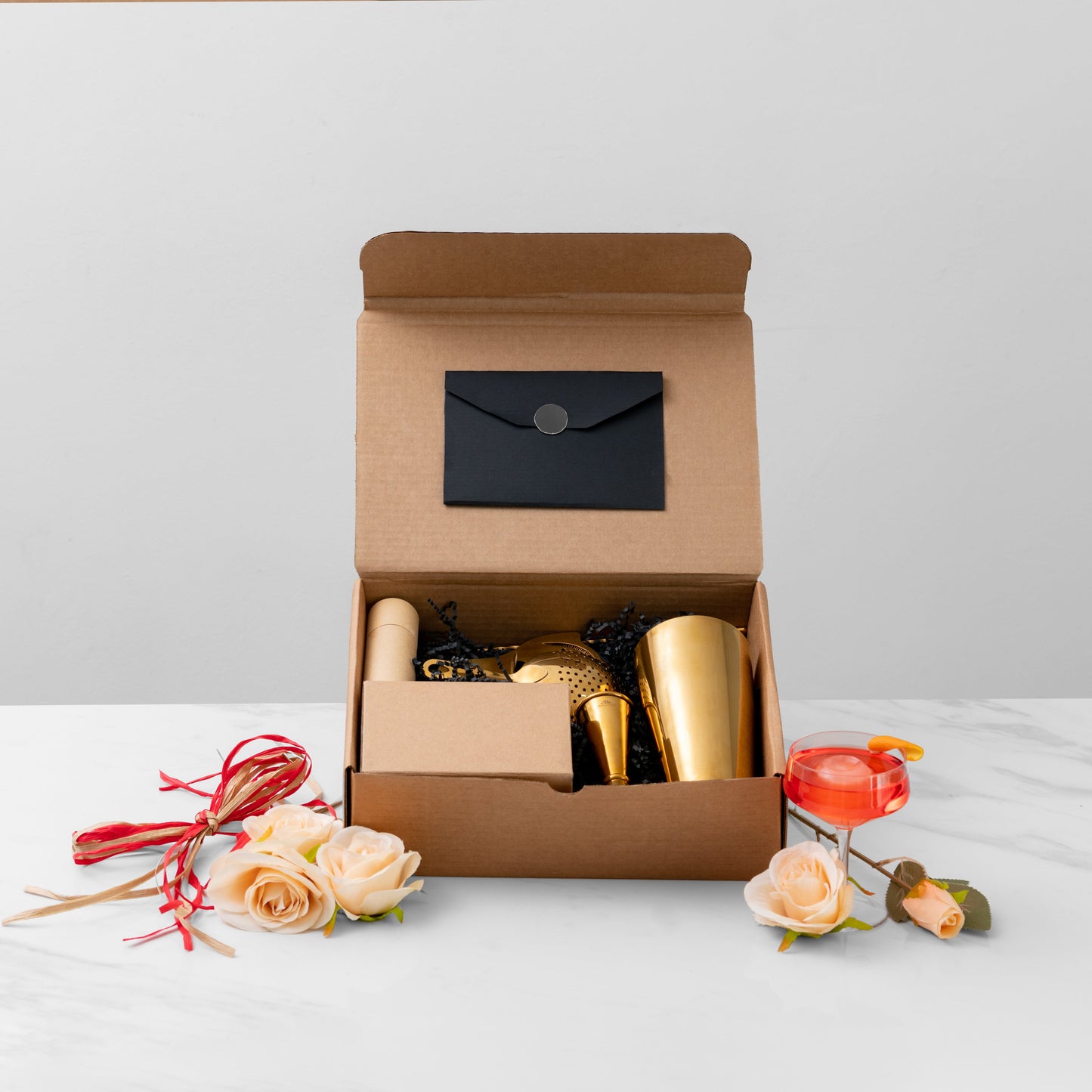 Professional Barware Gift Box - Complete Cocktail Tool Set with Bar Basics Course & Recipe Cards