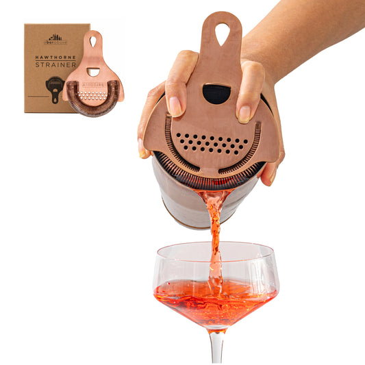 Professional Antique Copper Hawthorne Strainer - Ergonomic Cocktail Strainer with Fine-Coil Spring for Bar Tools