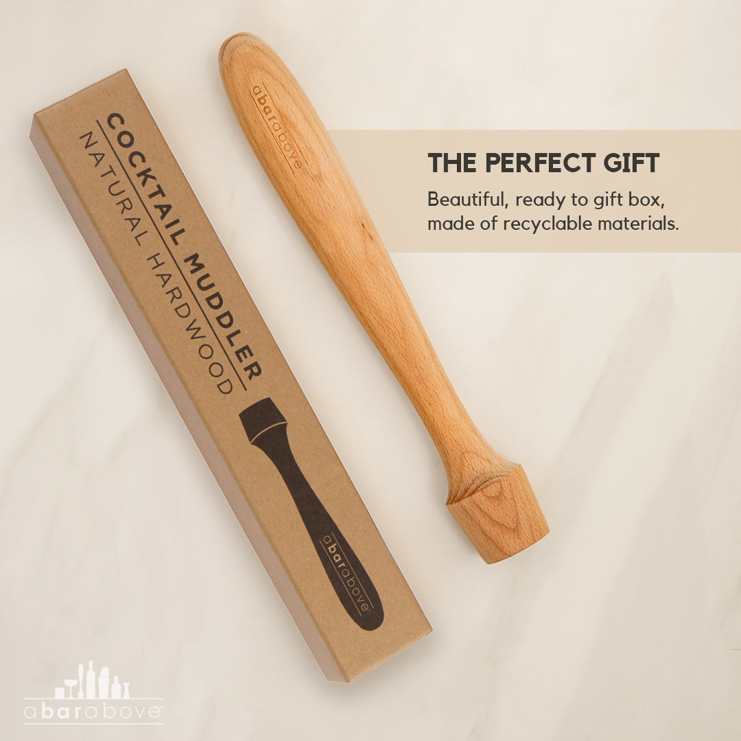 Professional 12" Hardwood Cocktail Muddler - Extra Long Ergonomic Bar Muddler for Shaker Tins