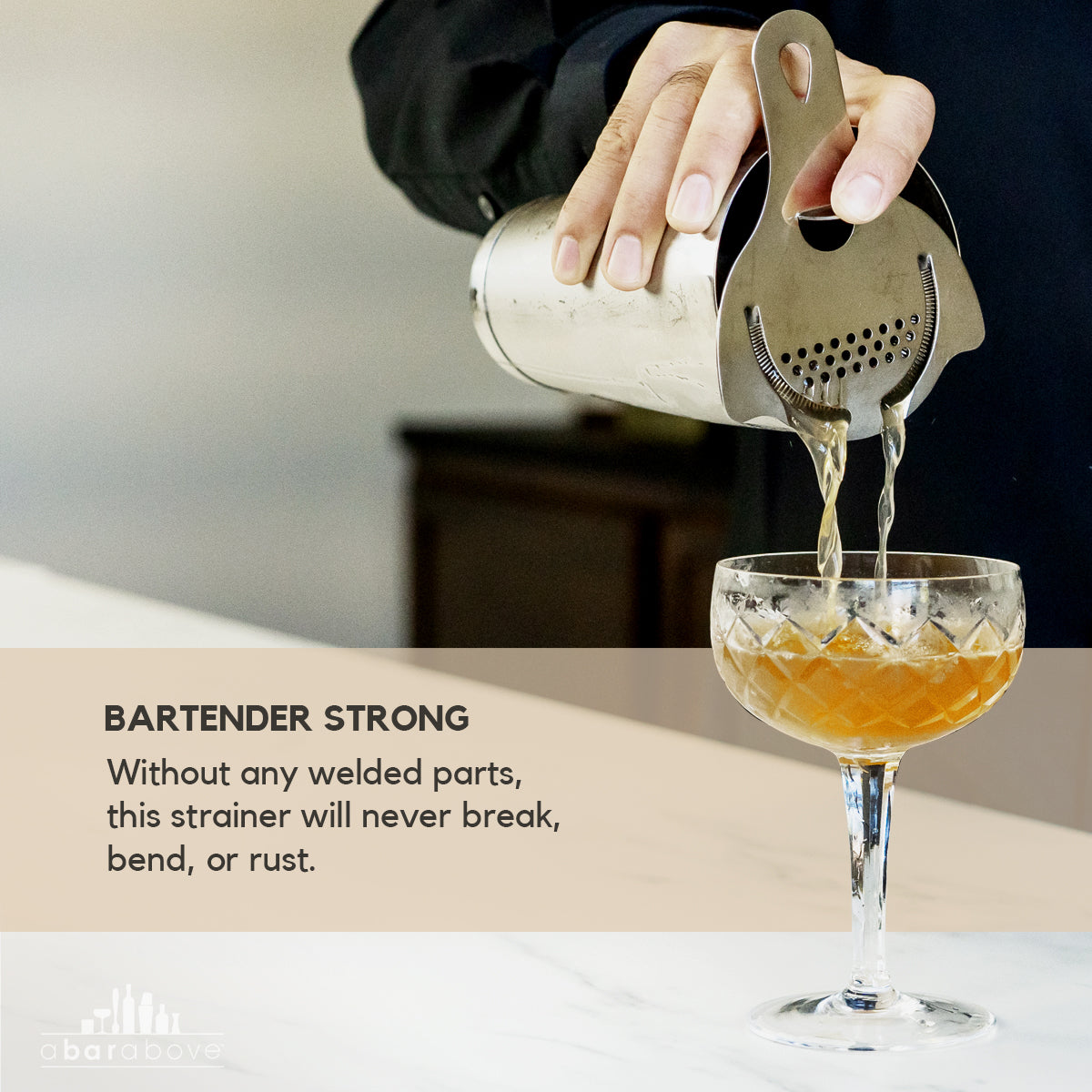 Professional Stainless Steel Hawthorne Strainer - Ergonomic Cocktail Strainer with Fine-Coil Spring and Weld-Free Design
