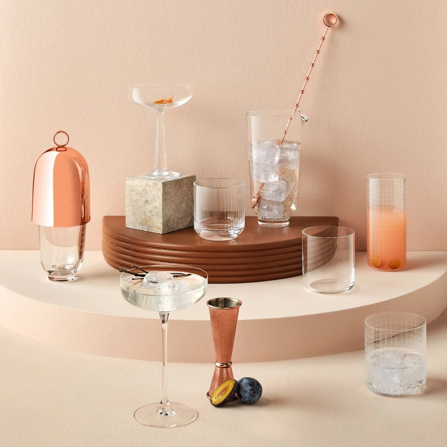 NUDE Hepburn Crystal Cocktail Shaker with Copper Top | Barsonist