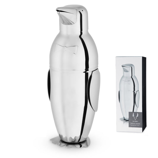 Professional Penguin Cocktail Shaker - 17oz Stainless Steel with Built-In Strainer