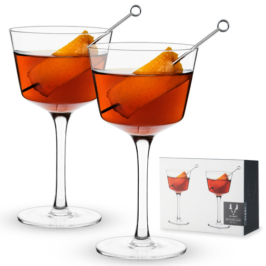 Nick & Nora Cocktail Coupes - Lead-Free Crystal Glasses Set of 2 | Viski