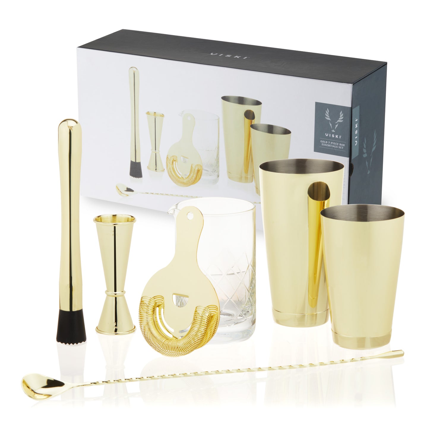 Viski Gold 7-Piece Bartender Kit | Professional Cocktail Tool Set
