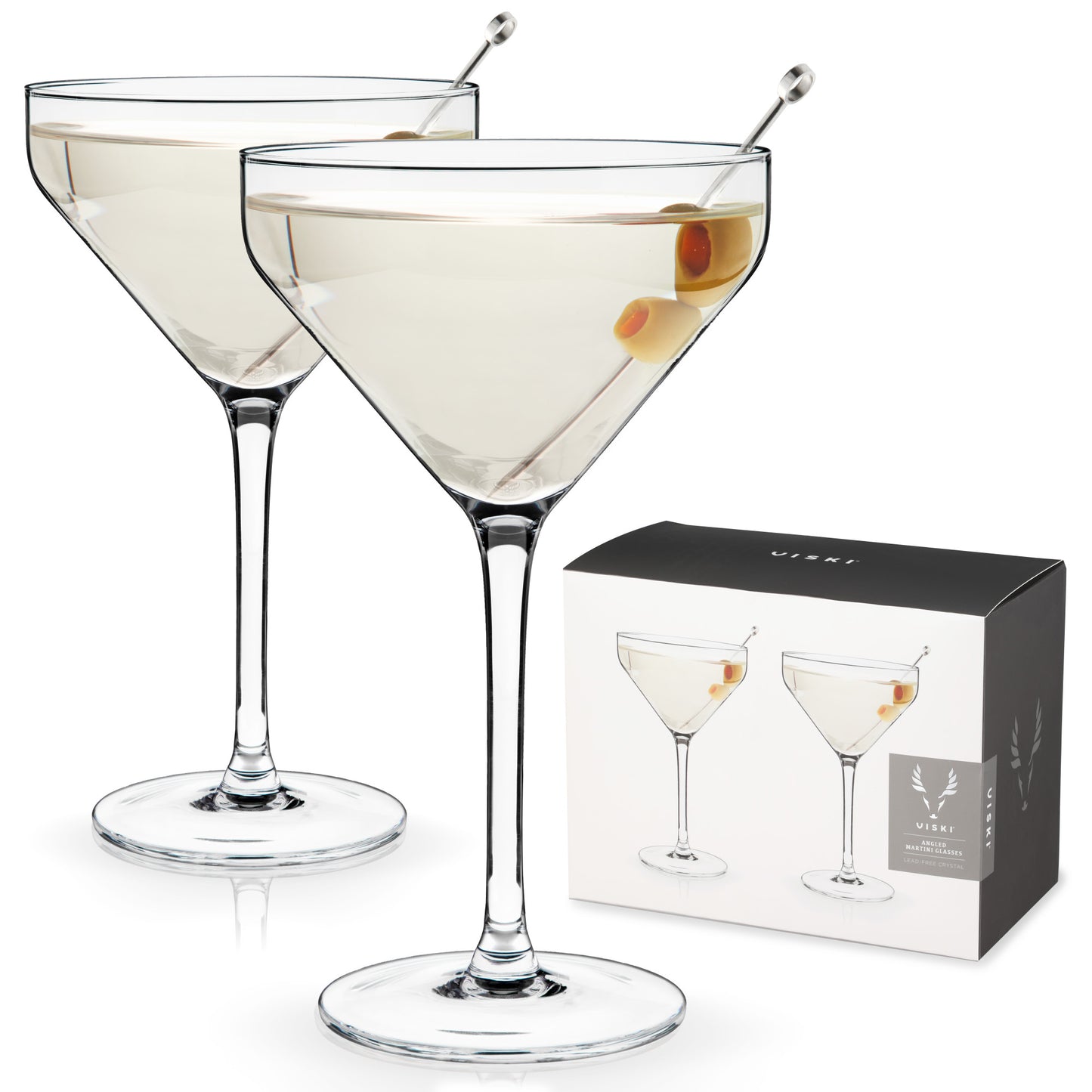 Raye Angled Crystal Martini Glasses | Set of 2 | Viski